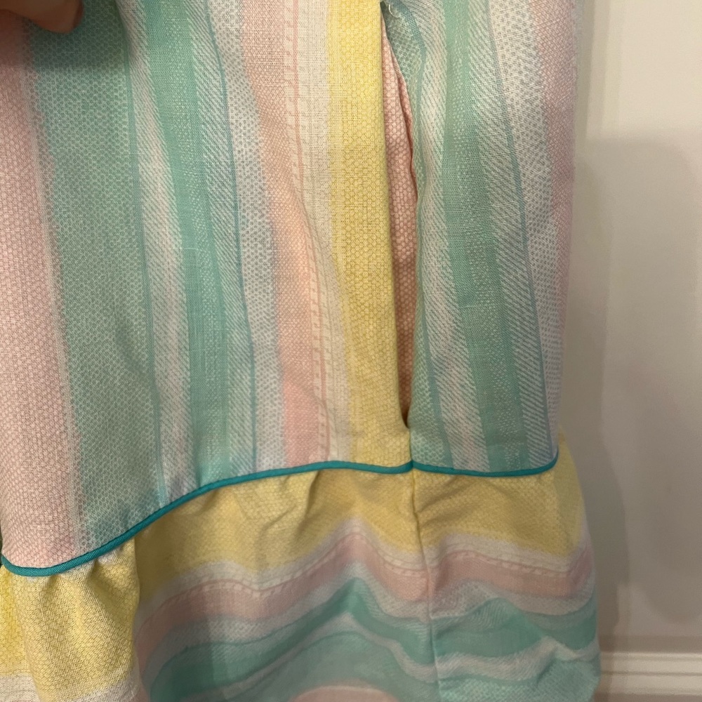 Vintage Cotton Blend Night Dress in Rainbow Pastel Stripes, Medium - Picture 8 of 8